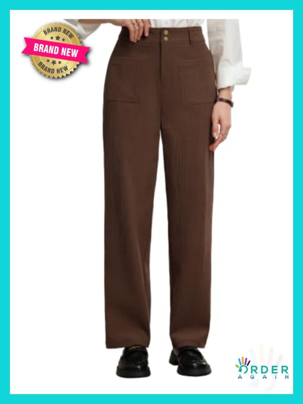 Womens Corduroy Pencil Trousers High Waisted Straight Leg Business Casual